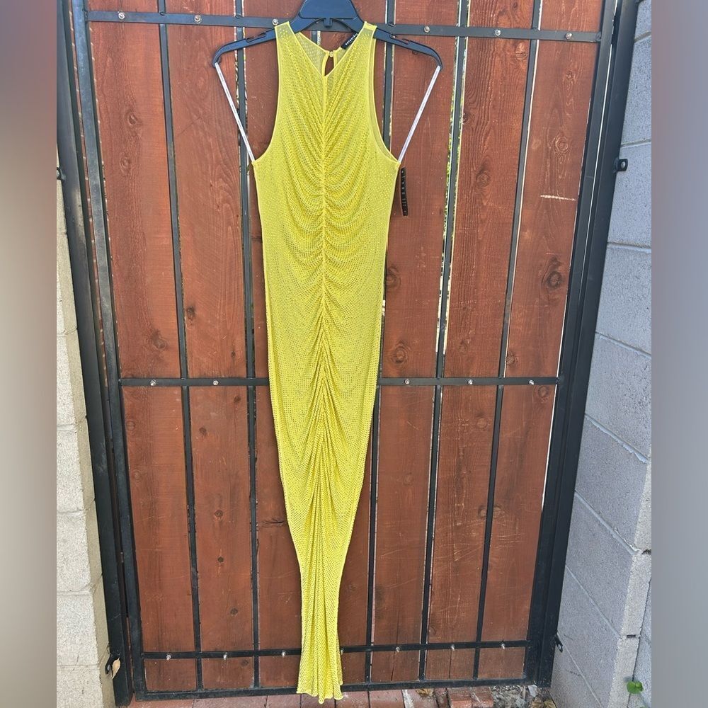 Retrofete Marsann yellow crystal rhinestone dress size small - Picture 4 of 13